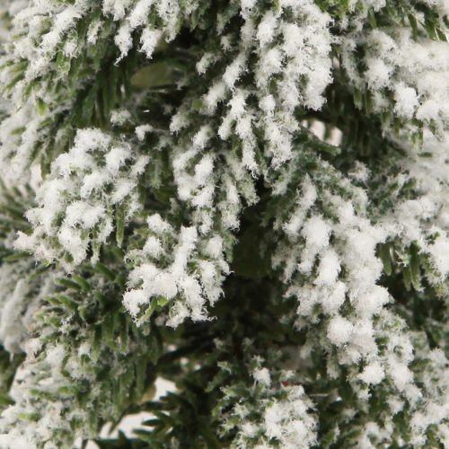 Product Mini Christmas Tree Wooden Base Green White Ø8cm H18cm 3pcs