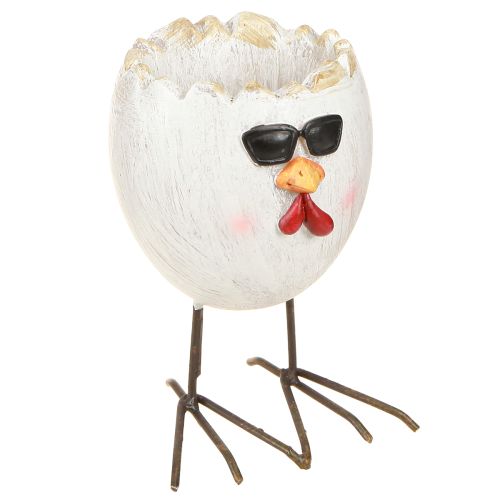 Floristik24 Mini Planter Egg Chicken with Sunglasses and Feet H12.5cm 2 pcs