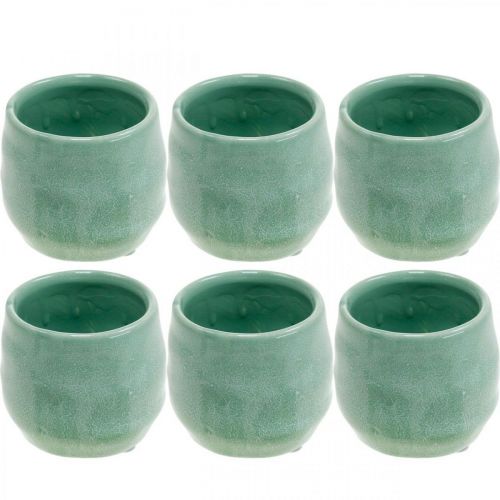 Floristik24 Mini cachepot, ceramic vessel, decorative lantern, plant pot wave pattern Ø8cm 6pcs