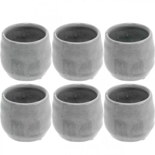 Floristik24 Ceramic cachepot, mini plant pot, ceramic decoration, lantern wave pattern Ø8cm 6pcs