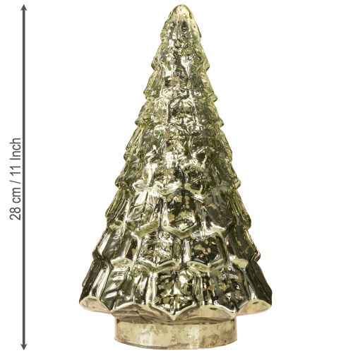 Product Mini Christmas tree with LED lighting green gold 28cm