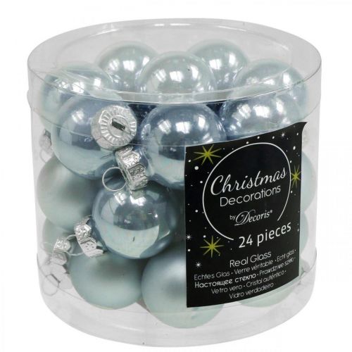 Floristik24 Mini Christmas ball glass blue glossy/matte Ø2.5cm 22 pcs