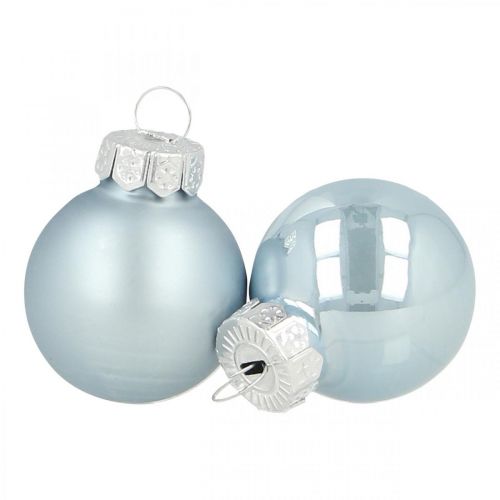 Floristik24 Mini Christmas ball glass blue gloss/matt Ø2.5cm 24p