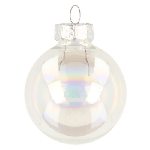 Mini Christmas balls glass iridescent clear 4 cm 24 pcs