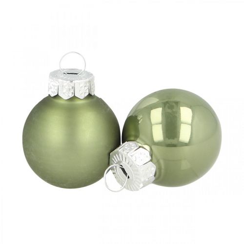 Floristik24 Mini Christmas balls glass green glossy/matt Ø2.5cm 24 pcs