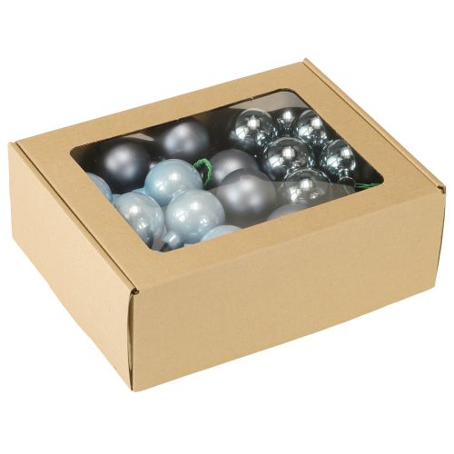 Product Mini Christmas balls glass blue matt metallic 40mm 32 pcs
