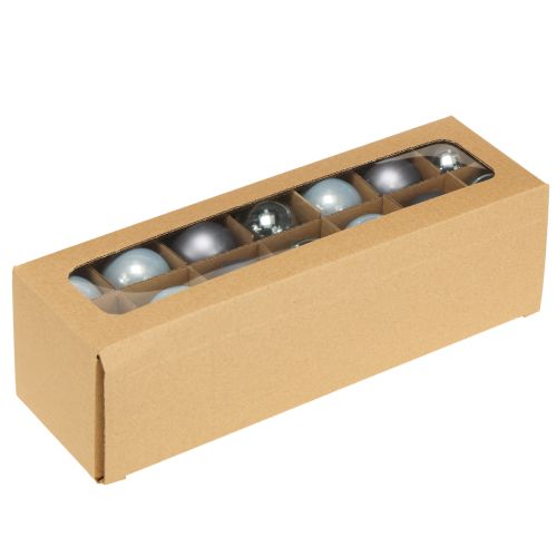 Product Mini Christmas balls glass blue matt metallic Ø4cm 24 pcs