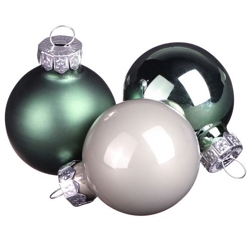 Mini Christmas balls glass green mother of pearl grey Ø3cm 22 pcs buy online | Floristik24.co.uk