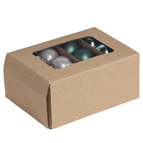 Mini Christmas balls glass green mother of pearl grey Ø3cm 22 pcs | Floristik24.co.uk
