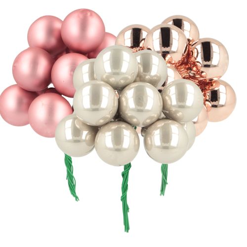 Mini Christmas balls glass pink cream Ø25mm 140 pcs