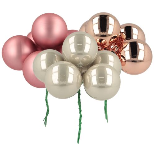 Floristik24 Mini Christmas balls glass pink grey wire Ø40mm 32 pcs