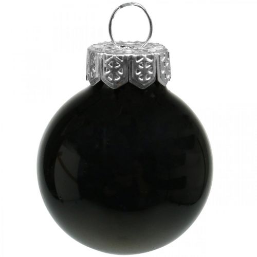 Product Mini Christmas balls glass black gloss/matt Ø2.5cm 24 pcs