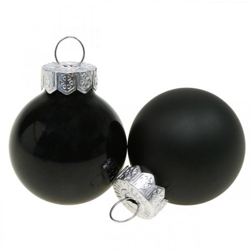 Floristik24 Mini Christmas balls glass black gloss/matt Ø2.5cm 24p