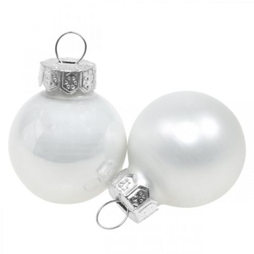 Mini Christmas balls glass white gloss/matt Ø2.5cm 24 pcs