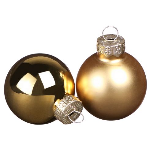 Mini Christmas balls glass in gold matt shine Ø3cm 22 pcs