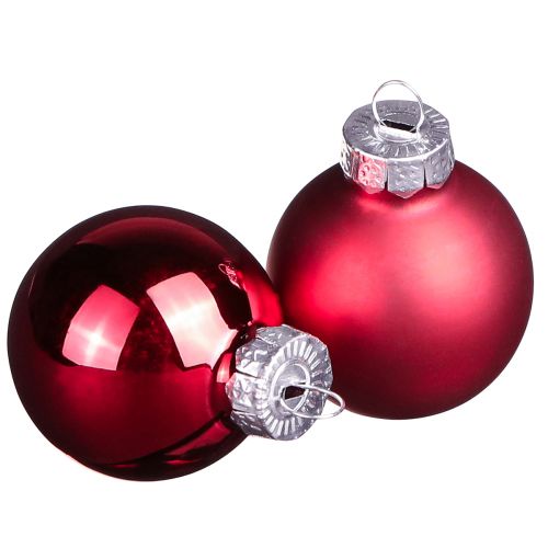 Product Mini Christmas balls red glass matt gloss Ø3cm 22 pcs