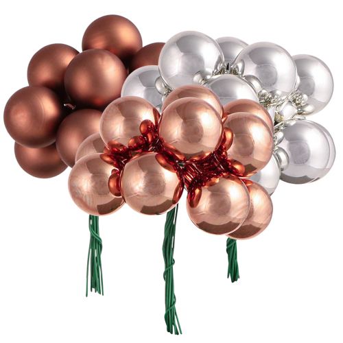 Mini Christmas balls silver apricot wire Ø25mm 140 pcs