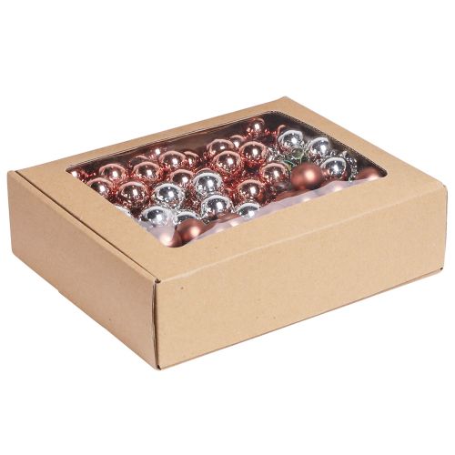 Product Mini Christmas balls silver apricot wire Ø25mm 140 pcs