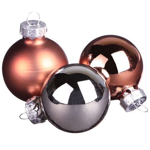 Product Mini Christmas balls silver apricot glass Ø3cm 22 pcs