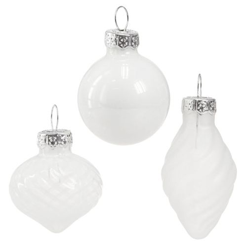 Floristik24 Mini Christmas Balls White Baubles Glass 3cm 9 pcs