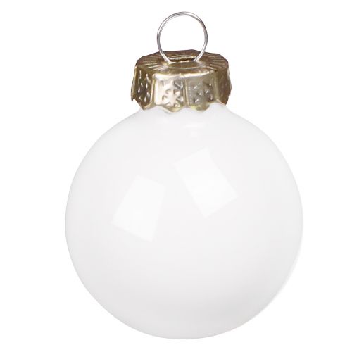Product Mini Christmas balls white glass enamel Ø3cm 22 pcs