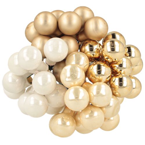 Product Mini Christmas balls on wire gold, cream Ø1.5cm 140 pcs