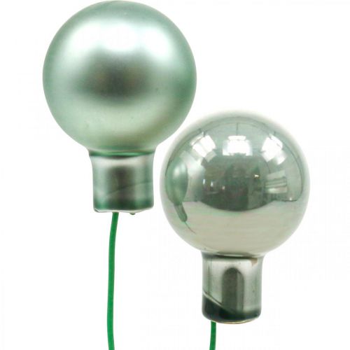Floristik24 Mini Christmas balls on wire mint mirror berries 20mm 140p