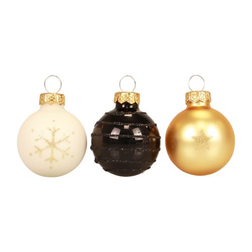 Product Mini Christmas Balls Glass White Black Gold Ø3cm 9 pcs
