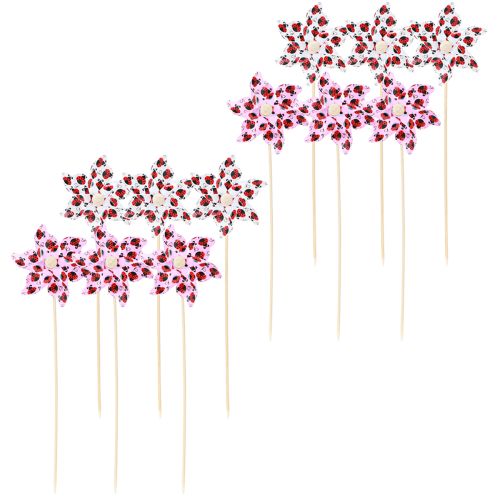 Product Mini Windmill Ladybug Decoration White Lilac Ø8cm 12 Pcs
