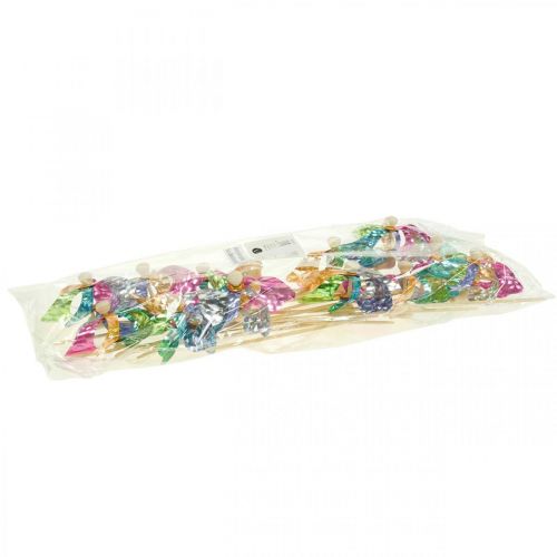 Floristik24 Mini pinwheel, party decoration, windmill on a stick, colourful, decoration for the garden, flower plugs Ø8.5cm 12 pieces