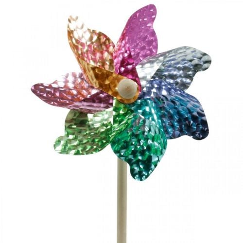 Windmill, summer decoration, pinwheel on a stick, colourful, decoration for children&#39;s birthday parties Ø16cm 4 pieces