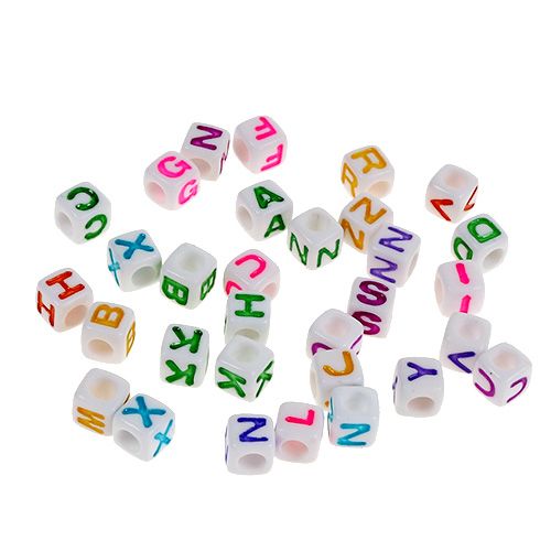 Mini cube with letters 7mm colored 90g