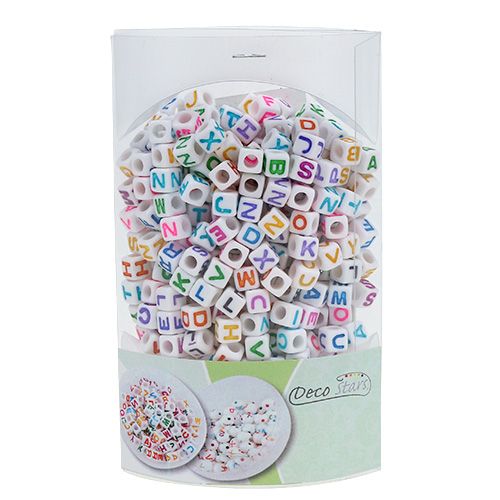 Floristik24 Mini cube with letters 7mm colored 90g