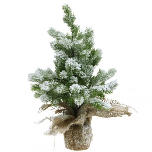 Mini Christmas tree in a sack snowy Ø25cm H42cm