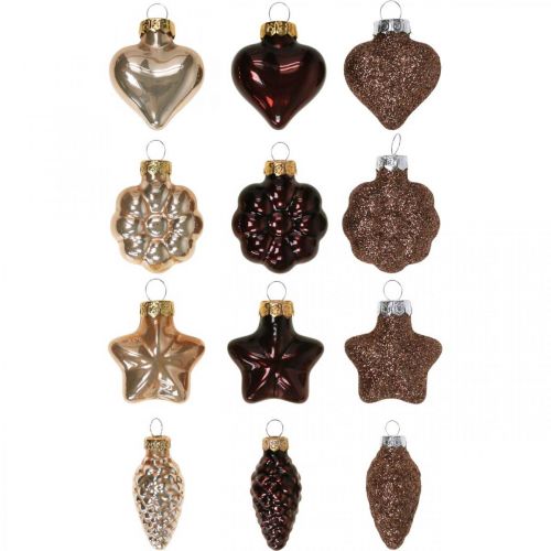 Floristik24 Mini Christmas tree decoration mix glass brown sorted 4cm 12pcs