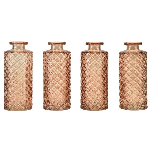 Product Mini glass vase diamond crystal look brown H13.5cm 4pcs