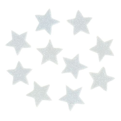 Floristik24 Mini glitter star 2,5cm white 48pcs
