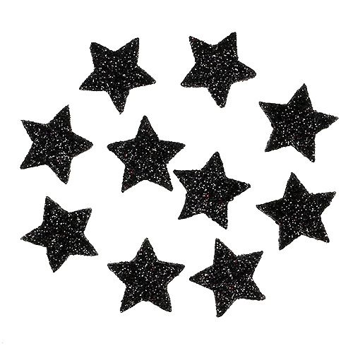 Mini glitter star black 2.5 cm 96 pieces