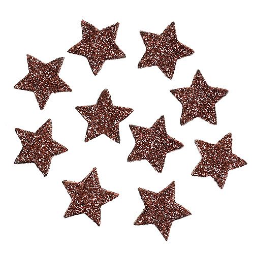 Floristik24 Mini glitter star for spreading brown 2,5cm 48pcs