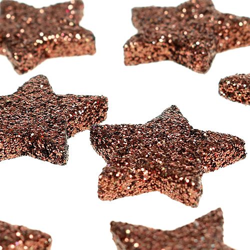 Floristik24 Mini glitter star for sprinkling brown 2.5cm 48 pcs