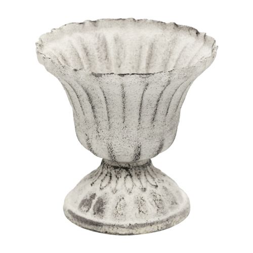 Floristik24 Mini goblet vase metal chalice white grey antique Ø8cm H8cm