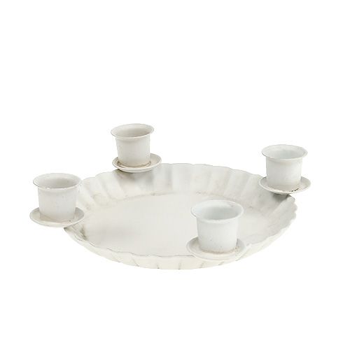 Floristik24 Mini plate with 4x tree candle holder Ø10cm cream