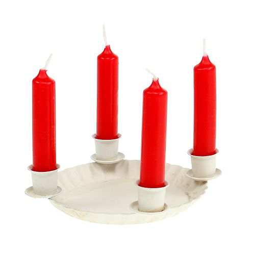 Floristik24 Mini plate with 4x tree candle holder Ø10cm cream