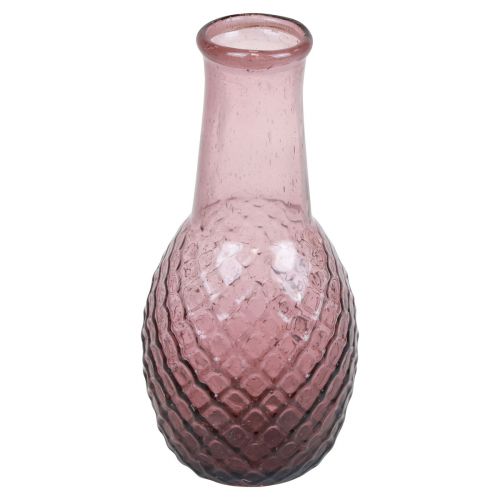 Floristik24 Mini Vase Purple Glass Vase Flower Vase Glass Diamonds Ø6cm H12cm