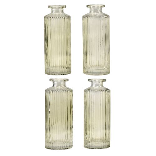 Product Mini vases glass with grooves retro flower vase green Ø5cm 4pcs