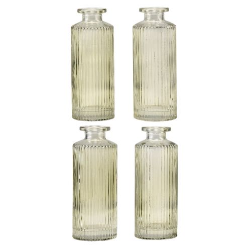 Floristik24 Mini vases glass with grooves retro flower vase green Ø5cm 4pcs