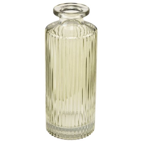 Product Mini vases glass with grooves retro flower vase green Ø5cm 4pcs