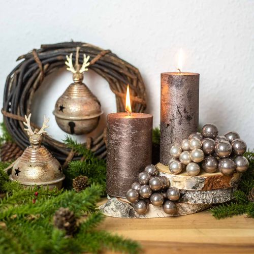 Floristik24 Mini Christmas bauble cream, gray mirror berries glass Ø20mm 140p