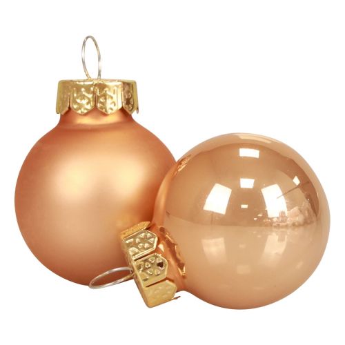 Mini Christmas balls glass apricot gloss/matt Ø2.5cm 20 pcs
