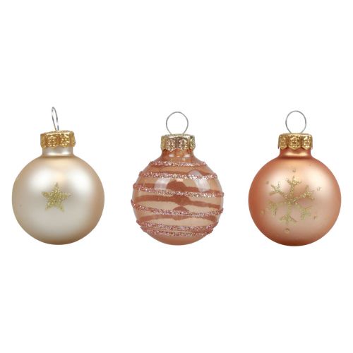 Floristik24 Mini Christmas balls glass cream copper glass balls Ø3cm 9pcs